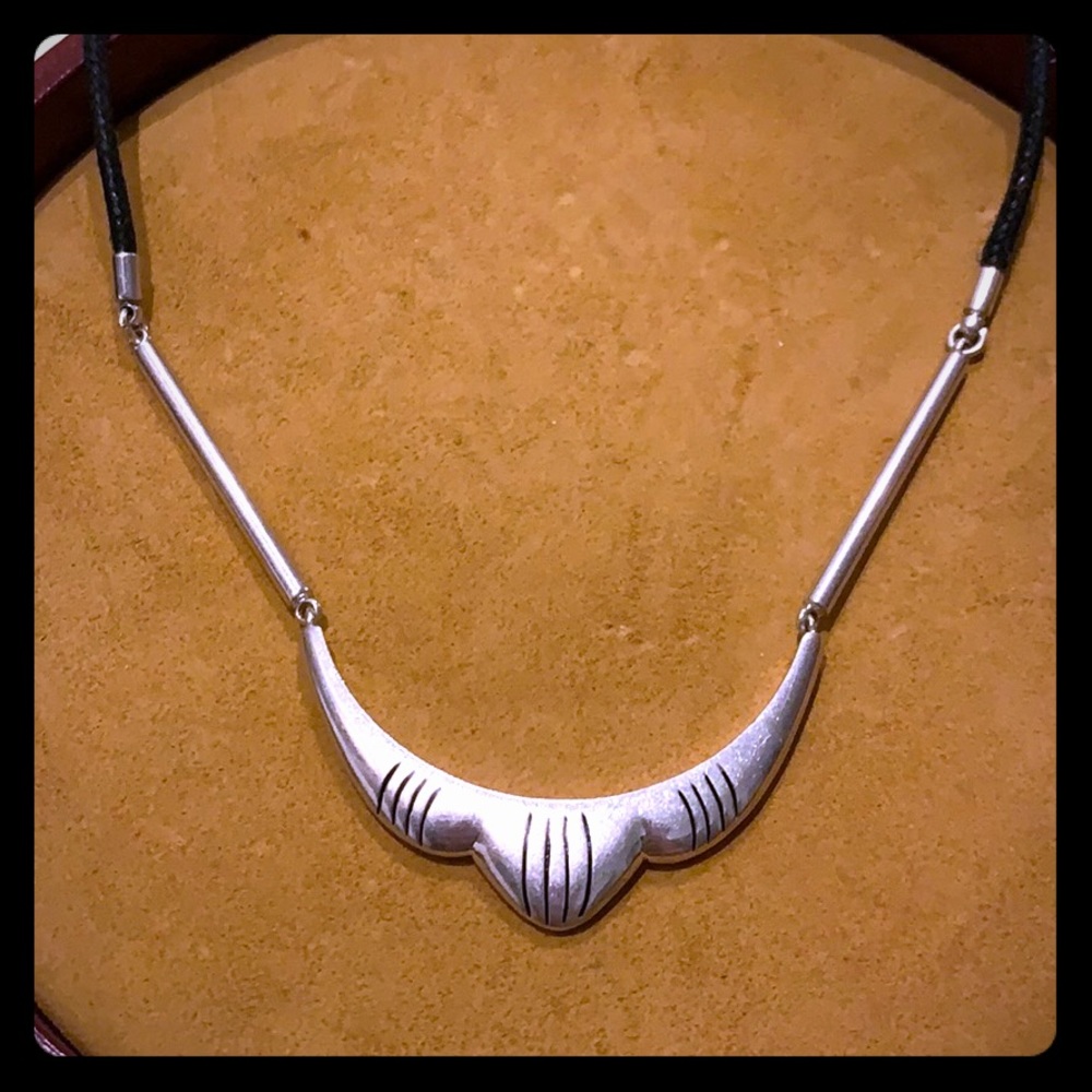 Boho chic silver necklace